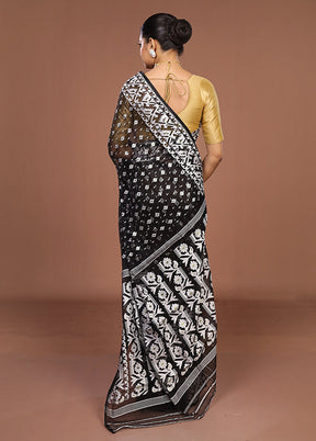 Black Jamdani Cotton Saree Without Blouse Piece