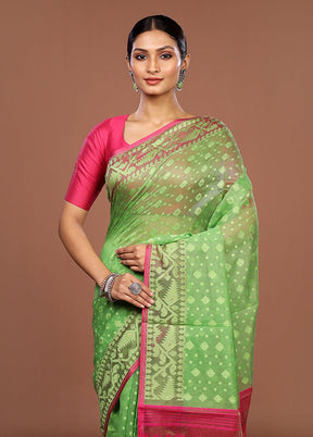 Green Jamdani Cotton Saree Without Blouse Piece