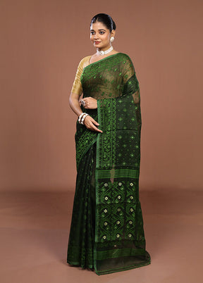 Green Jamdani Cotton Saree Without Blouse Piece