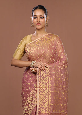 Purple Jamdani Cotton Saree Without Blouse Piece