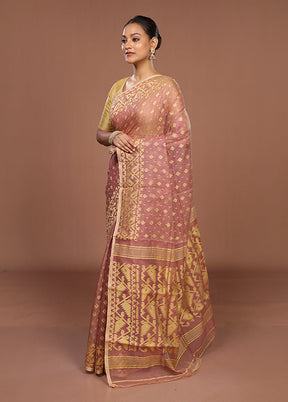 Purple Jamdani Cotton Saree Without Blouse Piece