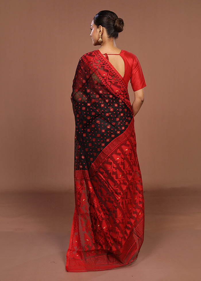 Red Jamdani Cotton Saree Without Blouse Piece
