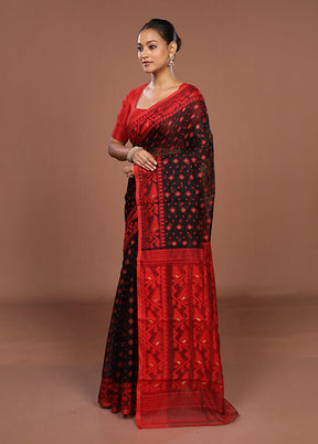 Red Jamdani Cotton Saree Without Blouse Piece