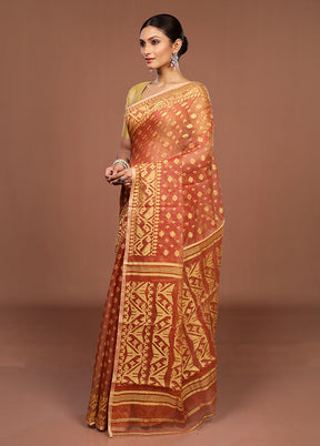 Red Jamdani Cotton Saree Without Blouse Piece