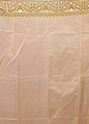 Cream Jamdani Cotton Saree Without Blouse Piece