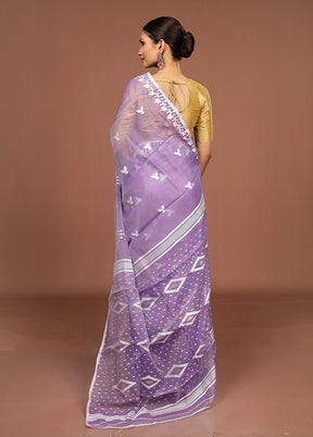 Blue Jamdani Cotton Saree Without Blouse Piece