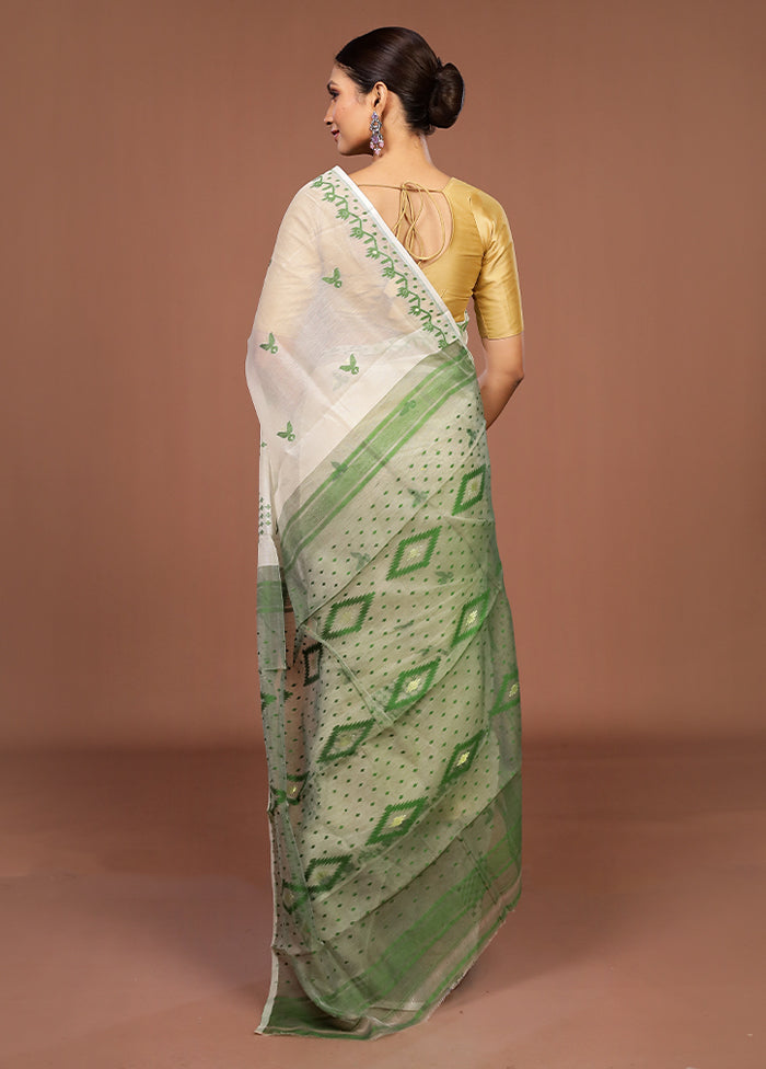 Green Jamdani Cotton Saree Without Blouse Piece
