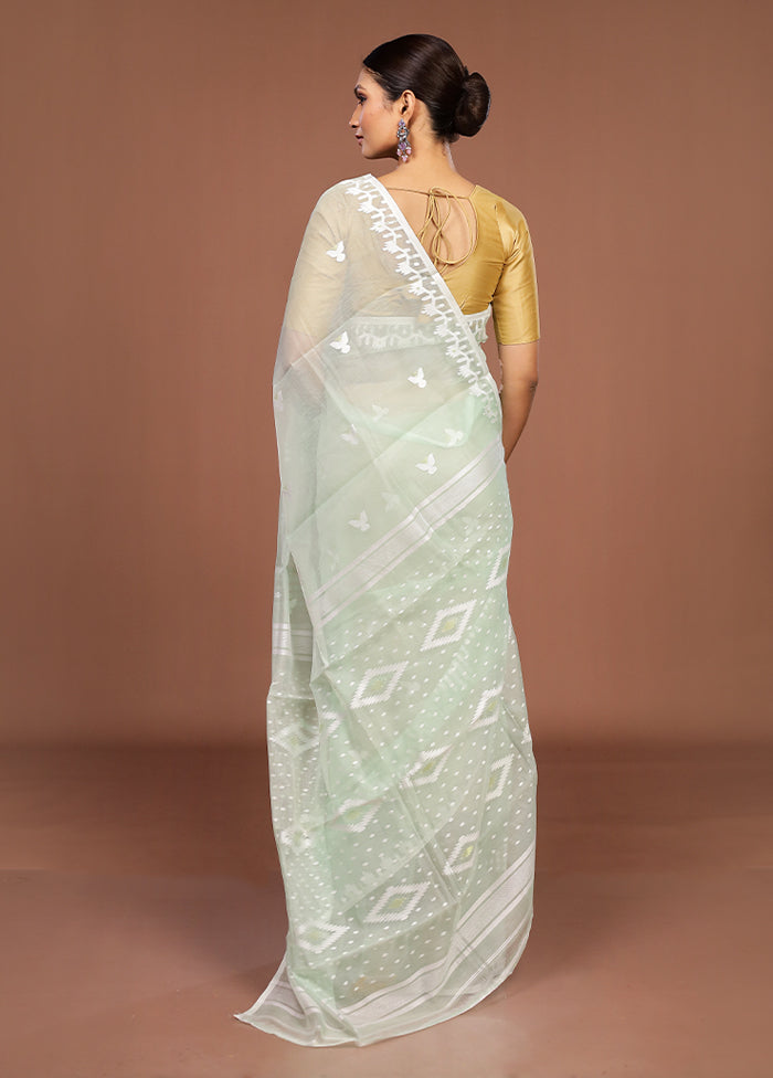 Green Jamdani Cotton Saree Without Blouse Piece