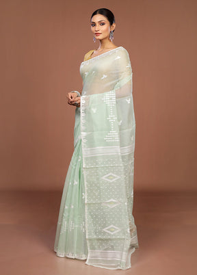 Green Jamdani Cotton Saree Without Blouse Piece