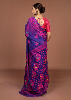 Blue Jamdani Cotton Saree Without Blouse Piece