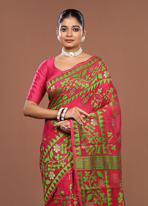 Pink Jamdani Cotton Saree Without Blouse Piece