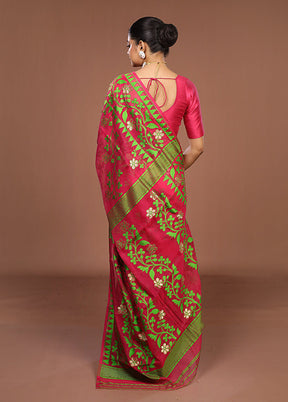 Pink Jamdani Cotton Saree Without Blouse Piece