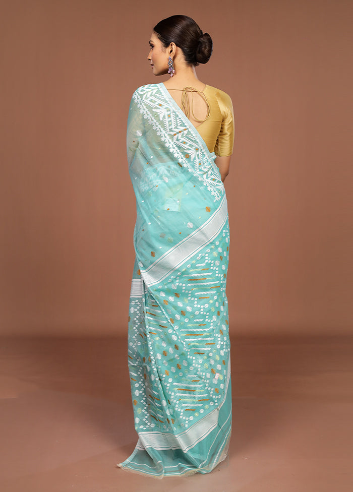 Green Jamdani Cotton Saree Without Blouse Piece