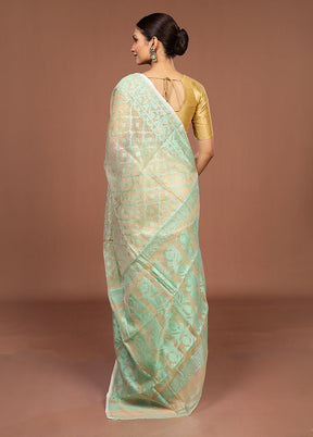 Cream Jamdani Cotton Saree Without Blouse Piece