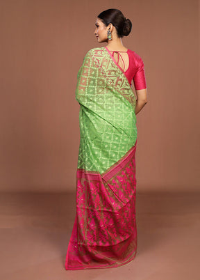 Green Jamdani Cotton Saree Without Blouse Piece