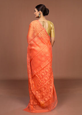 Pink Jamdani Cotton Saree Without Blouse Piece