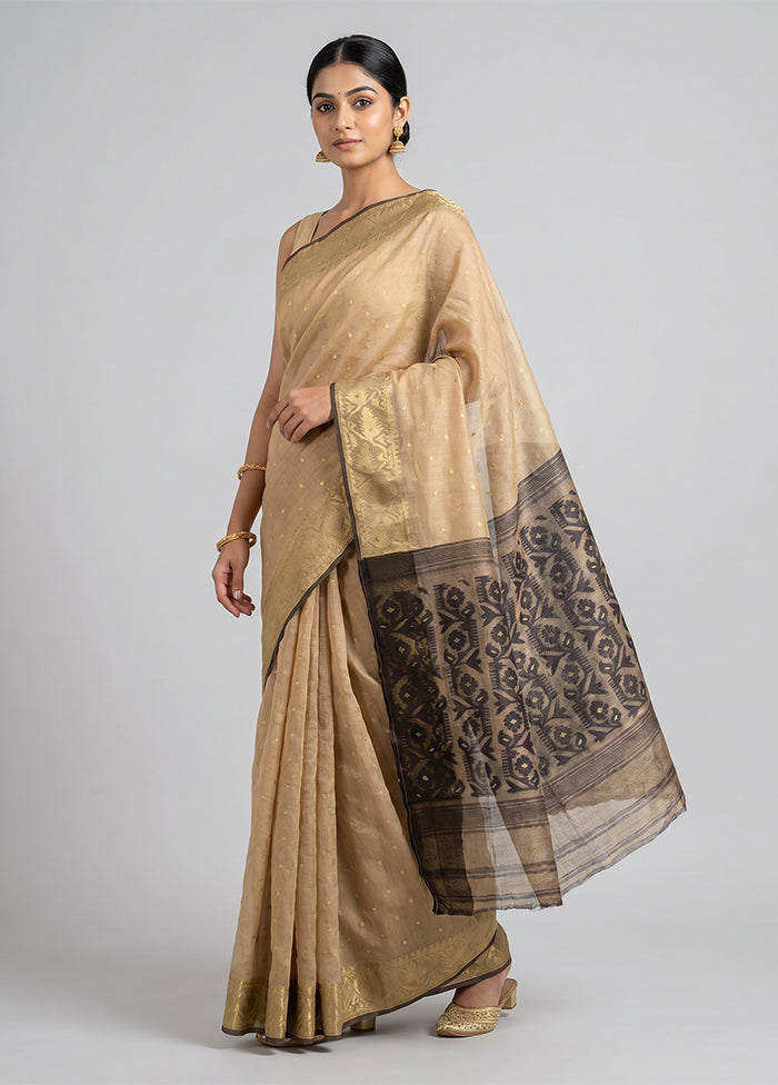 Green Jamdani Cotton Saree Without Blouse Piece