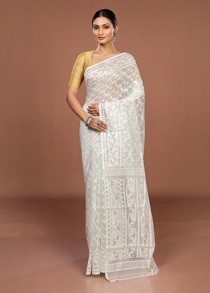 Green Jamdani Cotton Saree Without Blouse Piece
