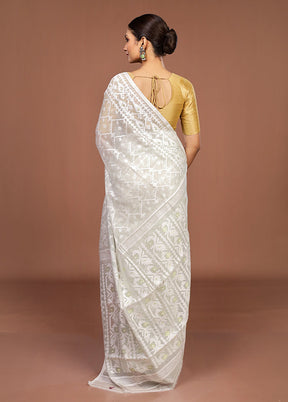 Green Jamdani Cotton Saree Without Blouse Piece