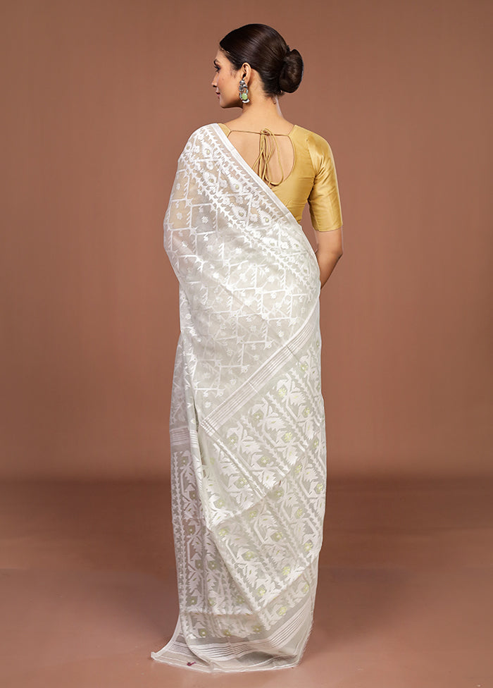 Green Jamdani Cotton Saree Without Blouse Piece