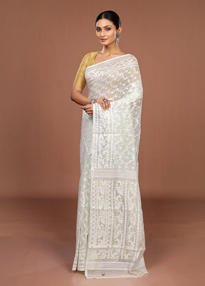 Green Jamdani Cotton Saree Without Blouse Piece