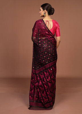 Black Jamdani Cotton Saree Without Blouse Piece