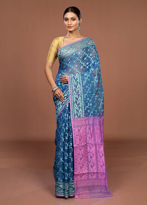 Pink Jamdani Cotton Saree Without Blouse Piece
