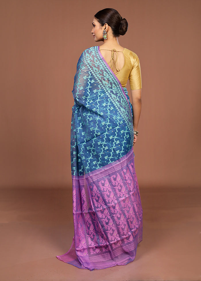 Pink Jamdani Cotton Saree Without Blouse Piece