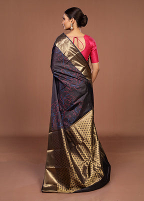 Black Kanjivaram Silk Saree With Blouse Piece