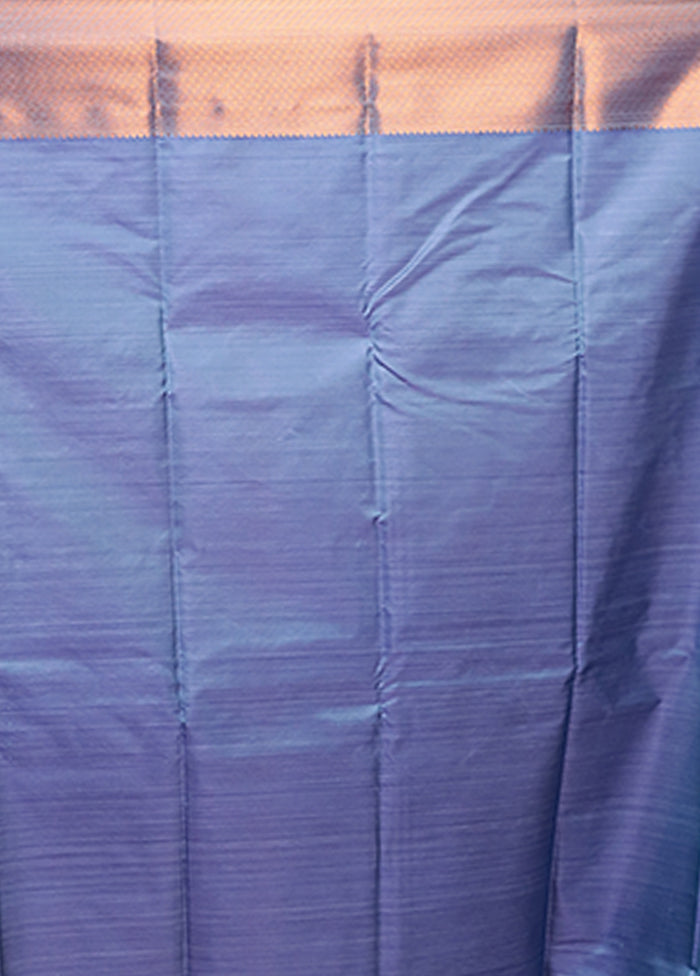Blue Kanjivaram Silk Saree With Blouse Piece