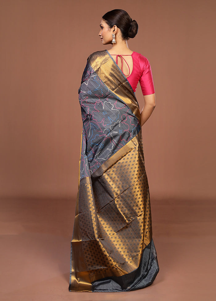Black Kanjivaram Silk Saree With Blouse Piece