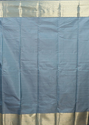 Blue Kanjivaram Silk Saree With Blouse Piece