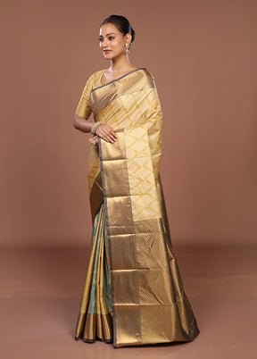 Yellow Kanjivaram Silk Saree With Blouse Piece
