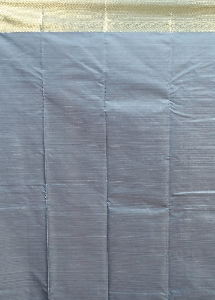 Blue Kanjivaram Silk Saree With Blouse Piece