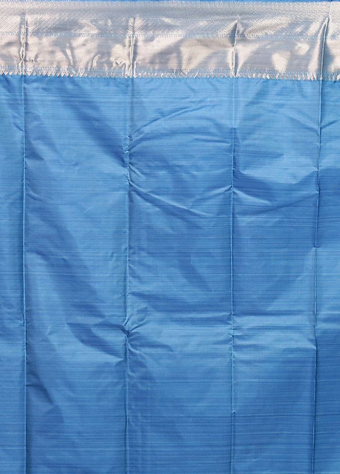 Blue Kanjivaram Silk Saree With Blouse Piece