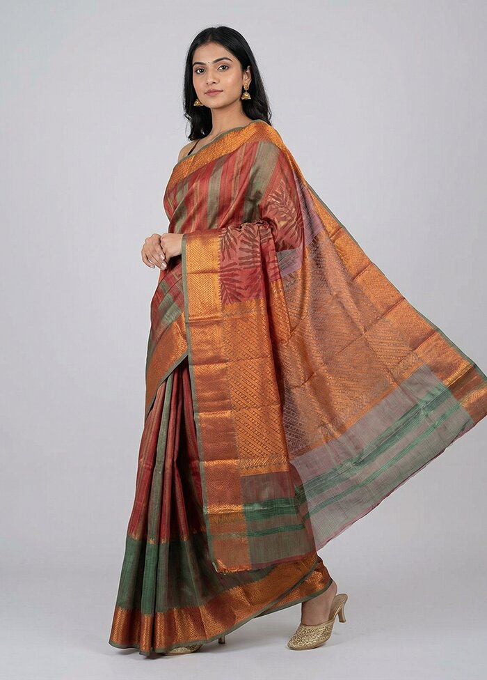 Pink Kanjivaram Silk Saree With Blouse Piece