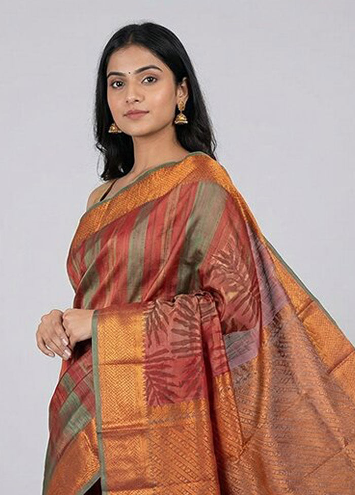 Pink Kanjivaram Silk Saree With Blouse Piece