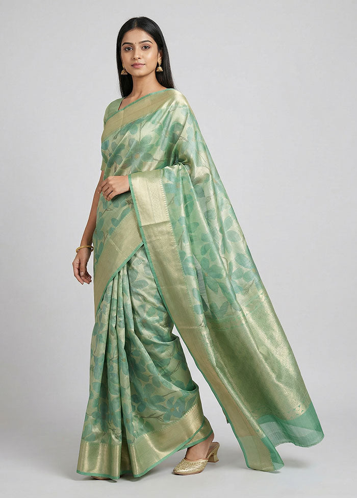 Green Kanjivaram Silk Saree With Blouse Piece