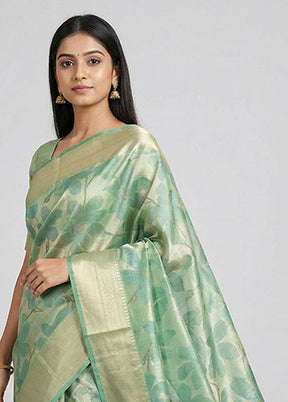 Green Kanjivaram Silk Saree With Blouse Piece