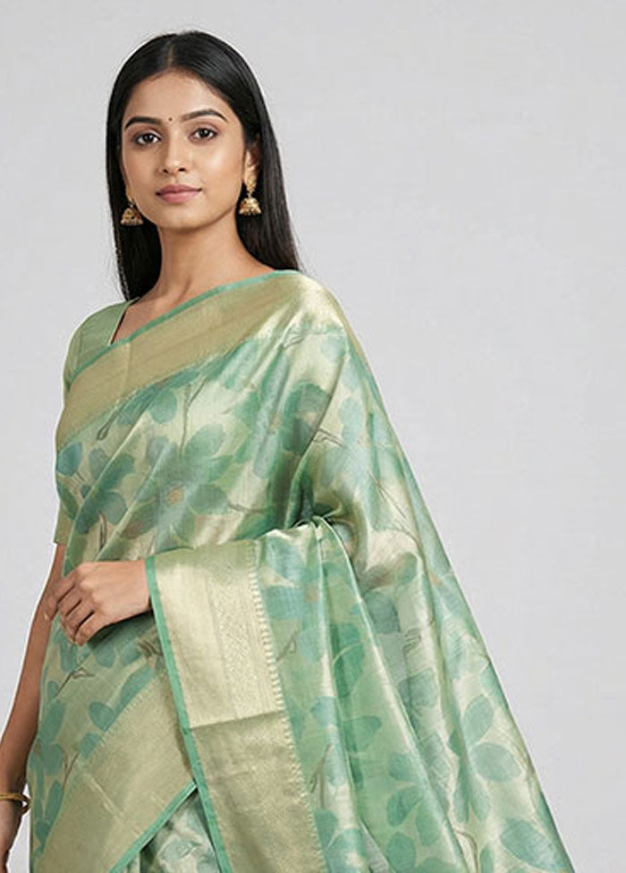 Green Kanjivaram Silk Saree With Blouse Piece