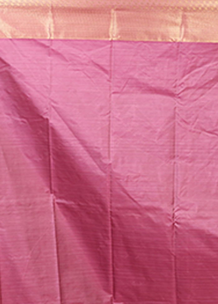 Pink Kanjivaram Silk Saree With Blouse Piece