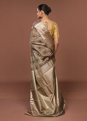 Cream Kanjivaram Silk Saree With Blouse Piece