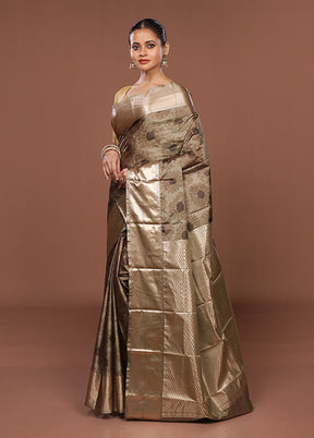 Cream Kanjivaram Silk Saree With Blouse Piece