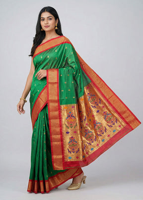 Pink Handloom Kanchipuram Pure Silk Saree With Blouse Piece