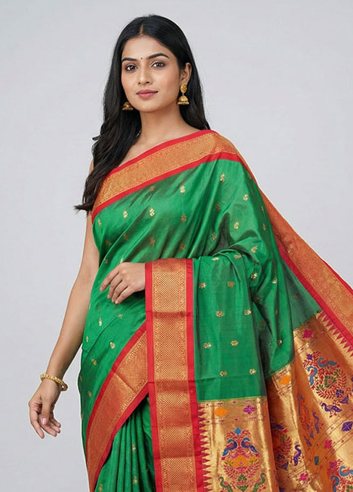 Pink Handloom Kanchipuram Pure Silk Saree With Blouse Piece
