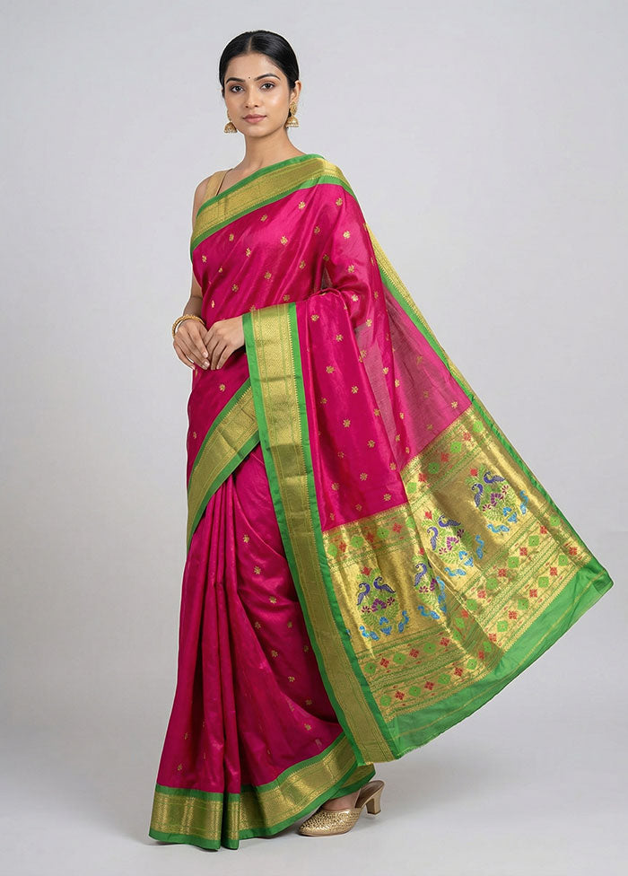 Red Handloom Kanchipuram Pure Silk Saree With Blouse Piece