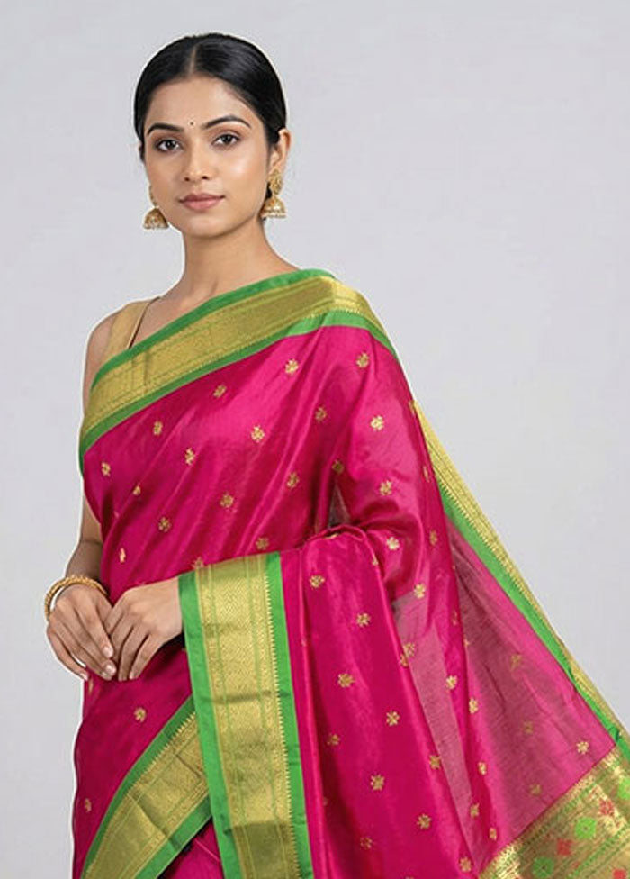 Red Handloom Kanchipuram Pure Silk Saree With Blouse Piece