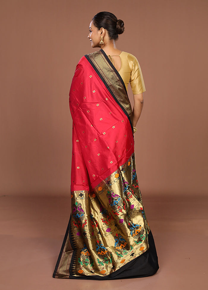 Red Handloom Kanchipuram Pure Silk Saree With Blouse Piece