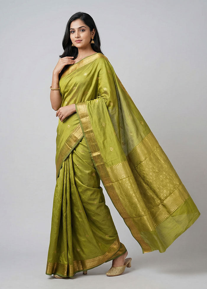 Green Kanjivaram Silk Saree With Blouse Piece