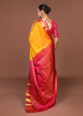 Yellow Kanjivaram Silk Saree With Blouse Piece